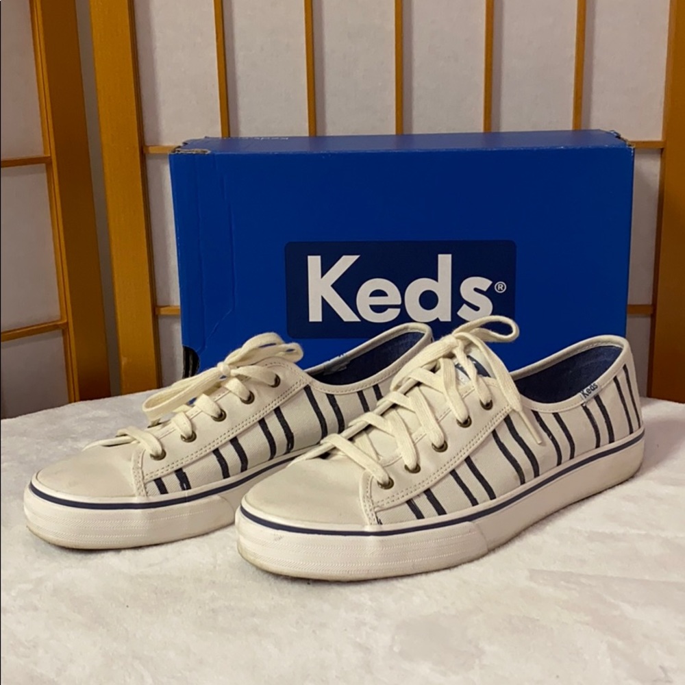 Keds Douple Up Wash Stripe White Sz 8.5